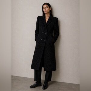 VINTAGE - Collection Élégante Black wool coat – dramatic structured silhouette